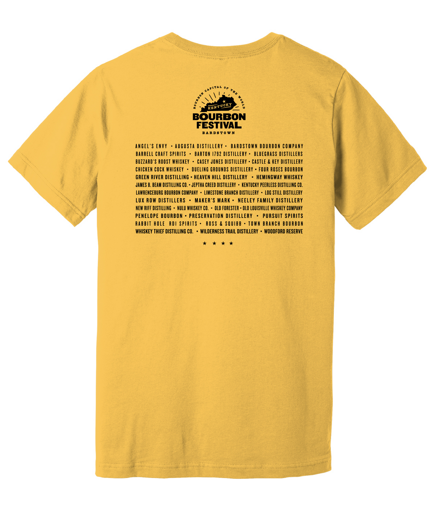 Exclusive Kentucky Bourbon Festival Yellow T-Shirt with Black Logo